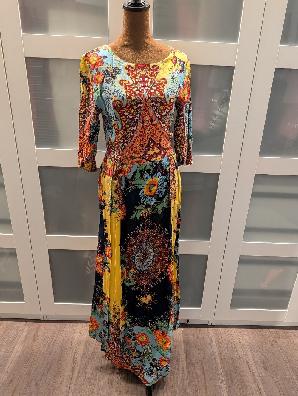 Rare Farm Rio Floral Multicolor Maxi Dress - Vibrant! Size Small
